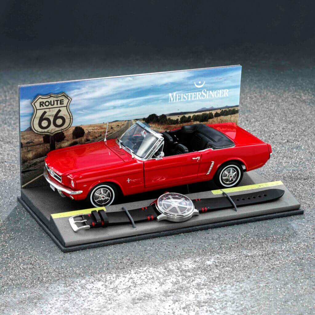 Edition Route 66 – Sammlerverpackung mit Ford Mustang Modellauto